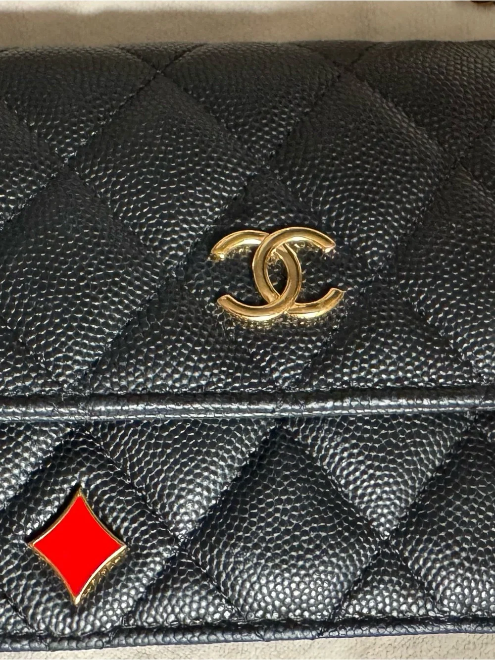 Chanel Coco Casino Flap Phone Holder with Chain Quilted Lambskin